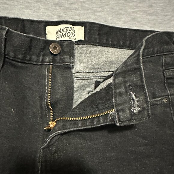 Naked & Famous Denim Jeans Mens 30x32 Black Stretch Super Guy Dark Wash - Picture 7 of 15